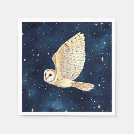 Eule in Flight Starry Night Watercolor Weihnachten Serviette