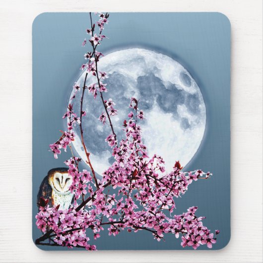 Eule in Pflaumenbaum Mousepad (Vorne)