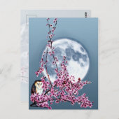 Eule in Pflaumenbaum Postkarte (Vorne/Hinten)