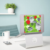 Eule in rote Rosen Aufkleber (Laptop auf Schreibtisch)