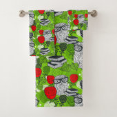 Eule in rote Rosen Badhandtuch Set (Insitu)