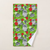 Eule in rote Rosen Badhandtuch Set (Handtuch)