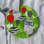 Eule in rote Rosen Button (Beispiel)