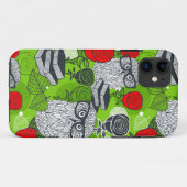 Eule in rote Rosen Case-Mate iPhone Hülle (Rückseite (Horizontal))