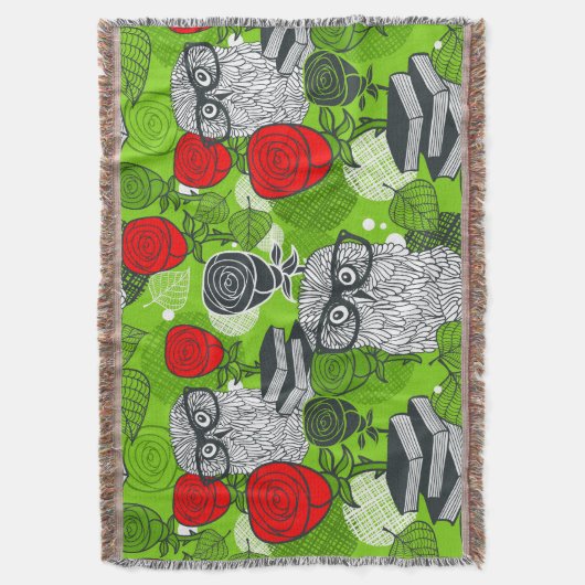 Eule in rote Rosen Decke (Vorderseite Vertikal)