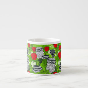 Eule in rote Rosen Espressotasse