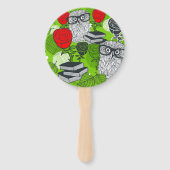 Eule in rote Rosen Fächer (Rückseite)