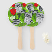 Eule in rote Rosen Fächer (Vorne und Hinten)