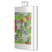 Eule in rote Rosen Flachmann (Links)