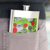 Eule in rote Rosen Flachmann (Beispiel)