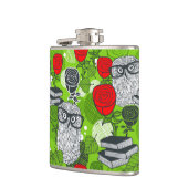 Eule in rote Rosen Flachmann (Links)