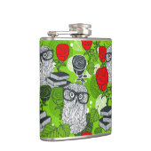 Eule in rote Rosen Flachmann (Rechts)