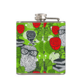 Eule in rote Rosen Flachmann (Rückseite)