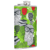 Eule in rote Rosen Flachmann (Rechts)