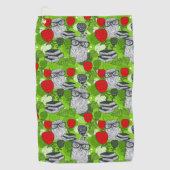 Eule in rote Rosen Golfhandtuch (Vorderseite)