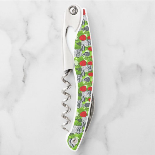 Eule in rote Rosen Kellnermesser (Vorderseite)