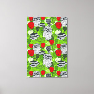 Eule in rote Rosen Leinwanddruck