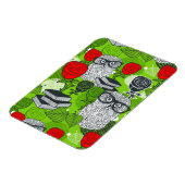 Eule in rote Rosen Magnet (Linke Seite)