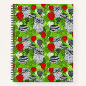 Eule in rote Rosen Notizblock (Vorderseite)