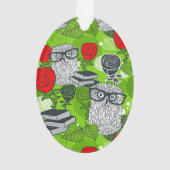 Eule in rote Rosen Ornament (Rückseite)