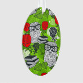 Eule in rote Rosen Ornament (Vorderseite)