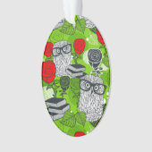Eule in rote Rosen Ornament (Vorderseite)
