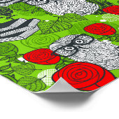 Eule in rote Rosen Poster (Ecke)