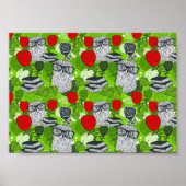 Eule in rote Rosen Poster (Vorne)