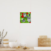Eule in rote Rosen Poster (Küche)