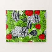 Eule in rote Rosen Puzzle (Horizontal)