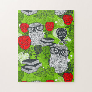 Eule in rote Rosen Puzzle