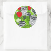 Eule in rote Rosen Runder Aufkleber (Tasche)