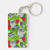 Eule in rote Rosen Schlüsselanhänger (Rückseite)