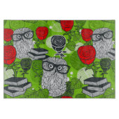 Eule in rote Rosen Schneidebrett (Vorderseite)