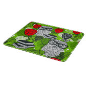 Eule in rote Rosen Schneidebrett (Ecke)