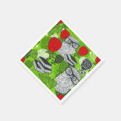 Eule in rote Rosen Serviette (Ecke)