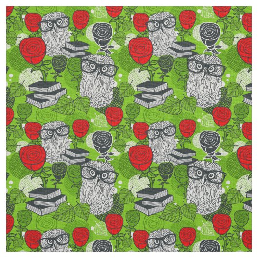 Eule in rote Rosen Stoff (Muster)