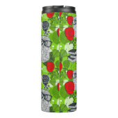 Eule in rote Rosen Thermosbecher (Rückseite)