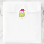 Eule in Weihnachtsmannmütze Runder Aufkleber (Tasche)