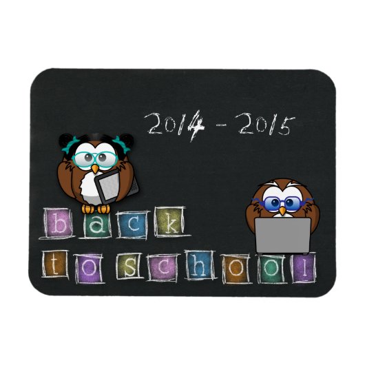 Eule ist zurück zur Schule Magnet (Horizontal)