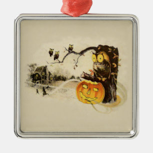 Eule Jack O' Lantern Kürbisbaum Ornament Aus Metall