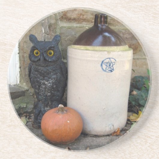 Eule, Jug und Pumpkin Untersetzer (Vorne)