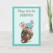 Eule, Kätzchen und Maus werden gut Karte (Vorderseite)