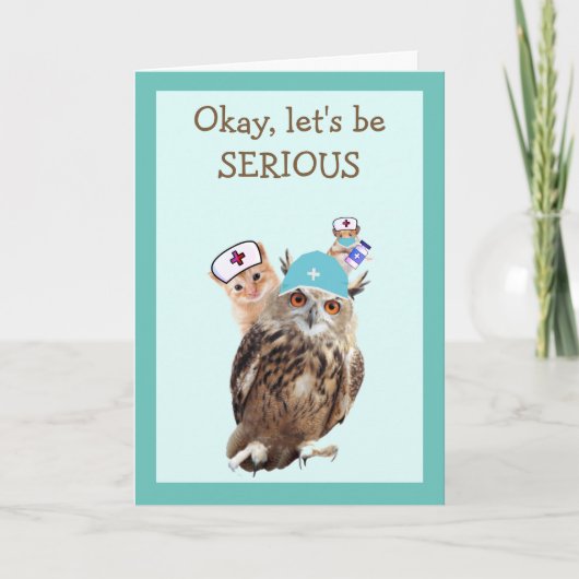 Eule, Kätzchen und Maus werden gut Karte (Vorderseite)