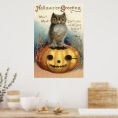 Eule Kürbis Jack O Lantern Poster (Küche)