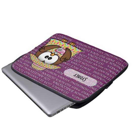 Eule Laptopschutzhülle (Vorne Knopf)