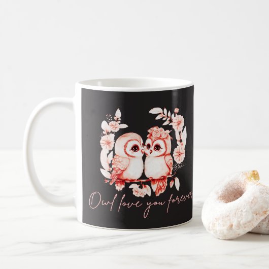 Eule Liebe für immer Kaffeetasse (Mit Donut)