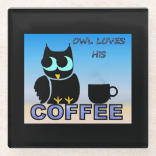 Eule Liebe seinen Kaffee Glasuntersetzer