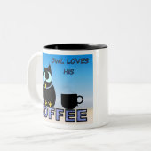 Eule Liebe seinen Kaffee Zweifarbige Tasse (Vorderseite Links)