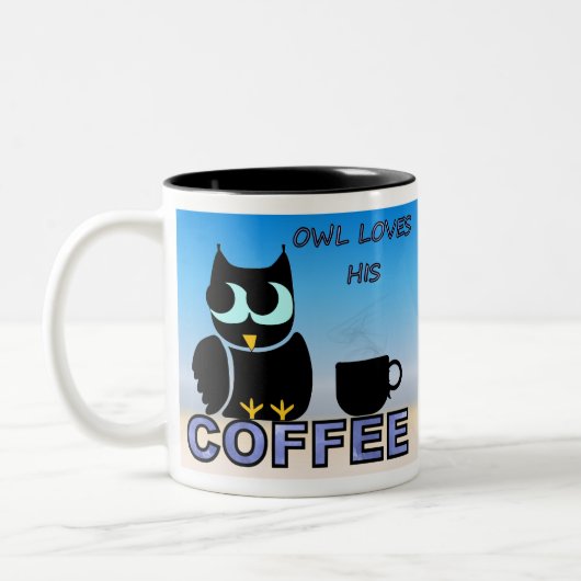 Eule Liebe seinen Kaffee Zweifarbige Tasse (Links)